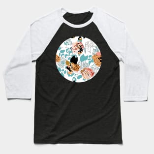 Modern abstract rose and leopard texture white Baseball T-Shirt